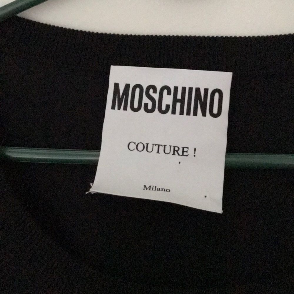 🎉HP🎉Moschino logo black knit crop top - Picture 3 of 10